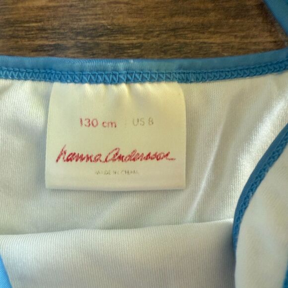 Hanna Andersson Blue Smiley Face Swim Tankini Top Girls' 8 - Picture 3 of 9
